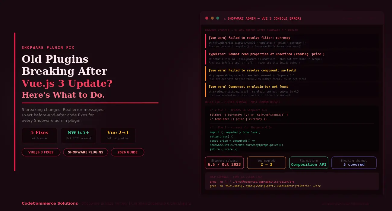 Shopware Vue.js 3 Plugin: How to Fix Breaking Changes