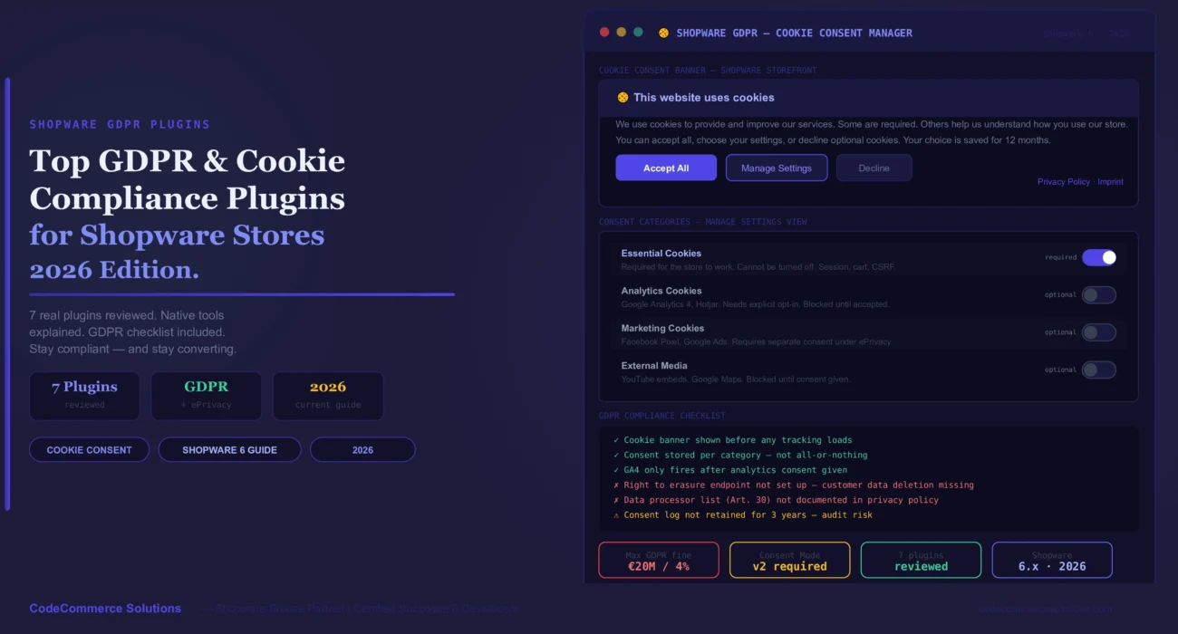 Best Shopware GDPR Plugin 2026 (Consent Mode v2 Guide)